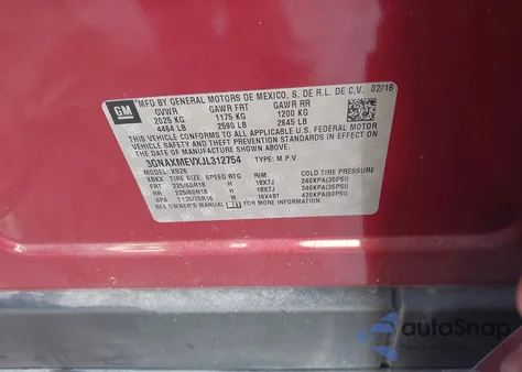 2018 Chevrolet Equinox Premier из США, поврежденный, VIN 3GNAXMEVXJL312754